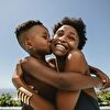 Son kissing mother